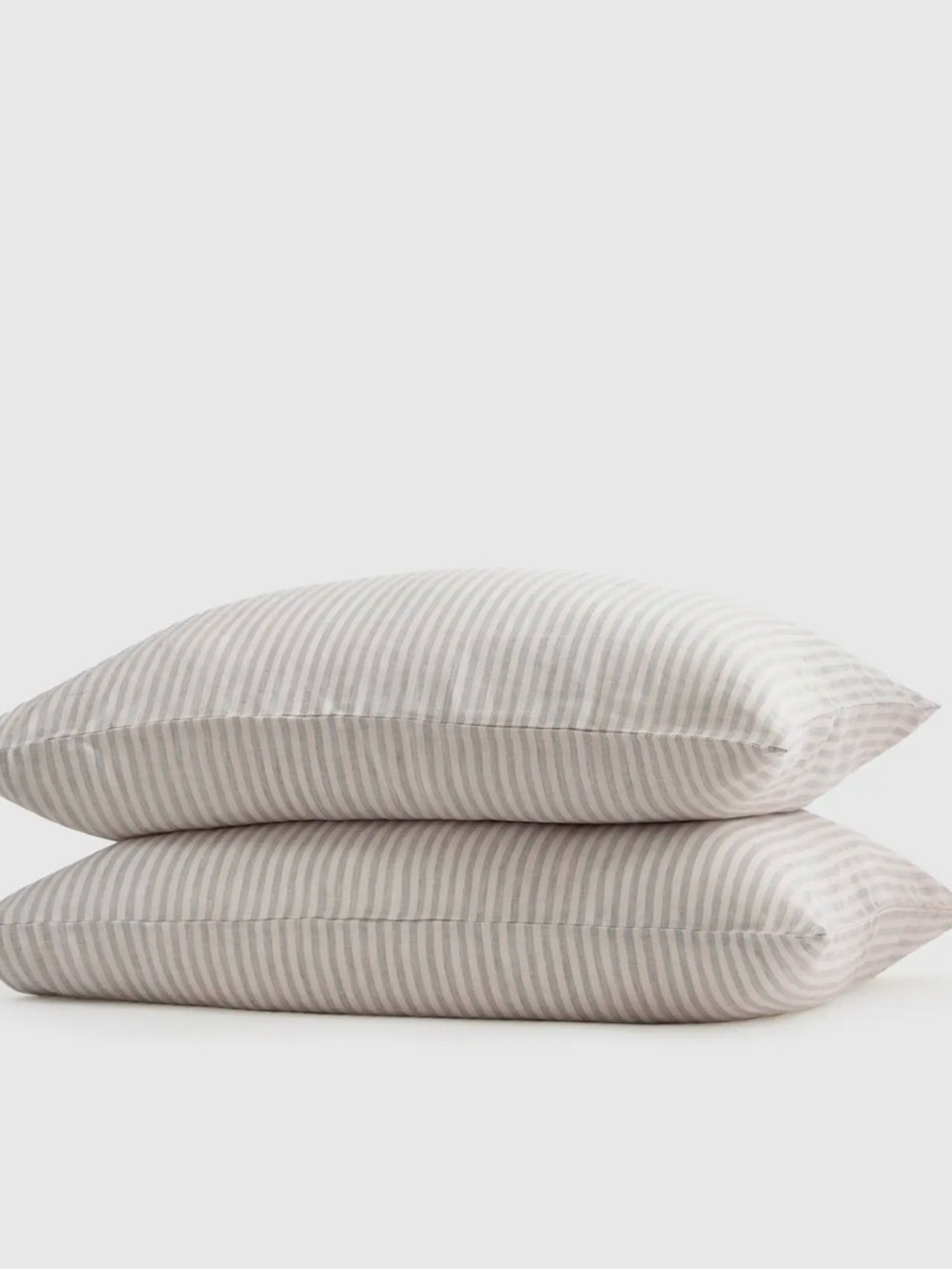 NWT Quince European Linen Mist/White Striped King 2 Pillowcase Set - Picture 2 of 2